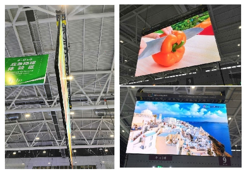 Twee Partijen die Binnen het Vaste LEIDENE Scherm P2.5 met het Hangen van Installatie tonen
